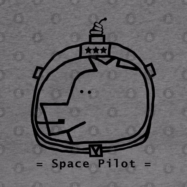 Space Pilot Pig Portrait Minimal Line Drawing by ellenhenryart